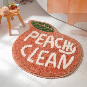 peach bath mat non slip washable microfiber bathroom rug fruit decor orange